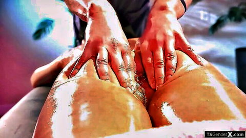 Avery Lust's busty tits and tight ass oiled in deep massage with big cock