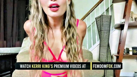 Blonde femdom Keri King in pink lingerie giving POV domination JOI
