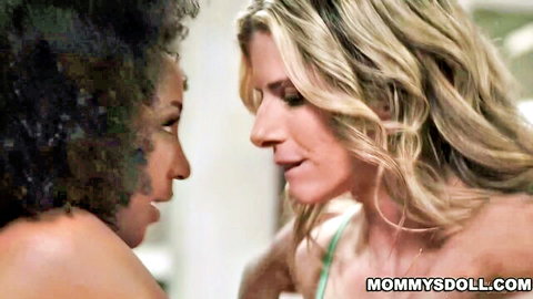 Cory Chase tribs Olivia Jay's ebony bubble butt in lesbian stepmom scene