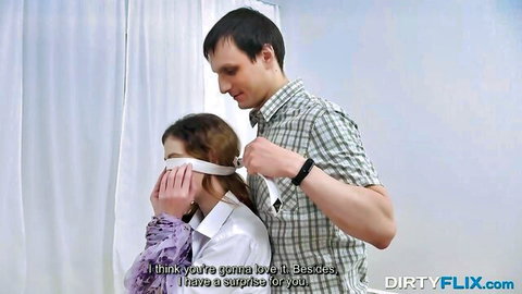Gisha Forza blindfolded in BDSM surprise with man