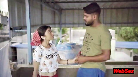 Desi Indian Bengali woman in casual top with man outdoors