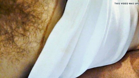 Amateur brunette with hairy pussy gets raw blowjob from hairy ebony lover