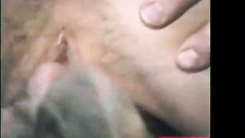 Blurry close-up of kinky MILF's hairy anus with hand teasing double anal play
