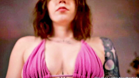 Adria ASMR mommy roleplay in pink bikini top, seductive POV cleavage