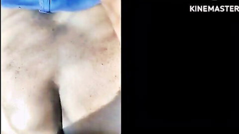 Hairy South Asian pussy exposed with blue panties pulled aside closeup tease