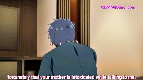 Blue-haired anime mom intoxicated seduction, big tits hentai episode