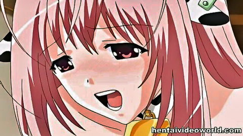 Hentai anime girl with huge tits squirting milk in cow costume