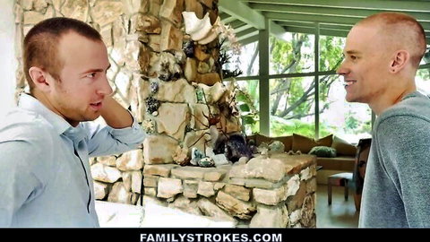 Lily Jordan stepfamily chat with handsome buzz-cut men before steamy sex