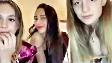 Hot French teen flaunts natural big tits in live cam show