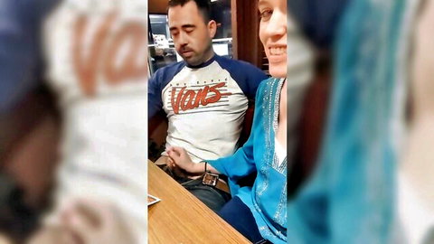 Wolfradish gives risky public handjob to diner guy in VANS shirt