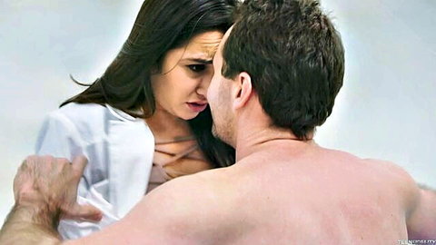 Karlee Grey passionately embraces shirtless hunk in intimate foreplay