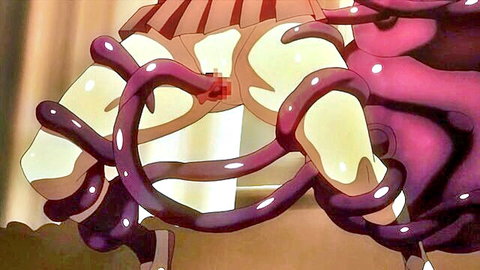 Hentai schoolgirl skirt up purple tentacles wrapping thick thighs and juicy ass censored pussy