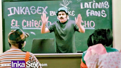 Don Mamón's Latin classroom lesson sparks wild lesbian orgy with small tits, ass licking