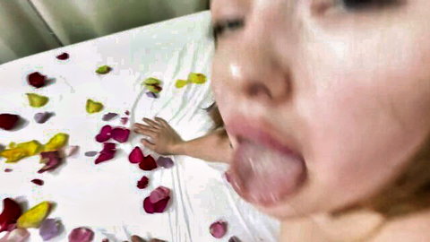 Honey Sasha's POV blowjob tease with tongue out on Valentine's