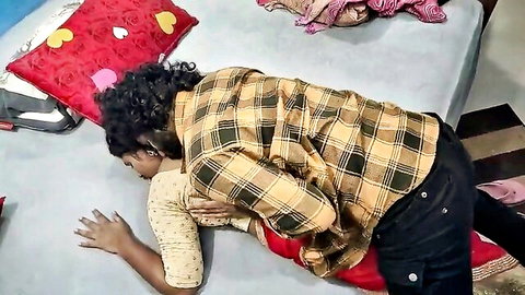 Mallu girl in red half saree gets fucked from behind by boyfriend in desi amateur sex