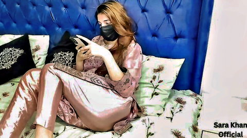 Sara Khan as sexy Indian aunty in pink salwar kameez, solo tease