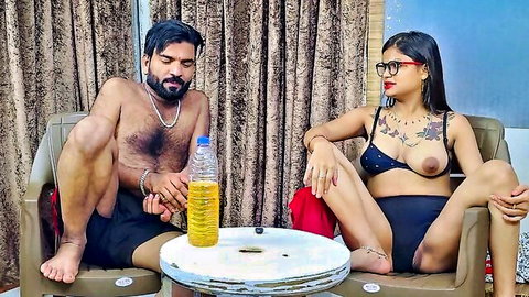 Desi Bhabhi Pratibha topless in hot nude podcast with Laxoma