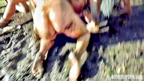 Alexis Crystal & Vinna Reed dominate muscular slave in wild outdoor POV sex
