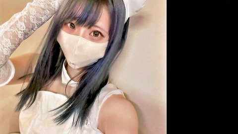 Petite Asian bridesmaid in sexy nurse outfit teases seductively