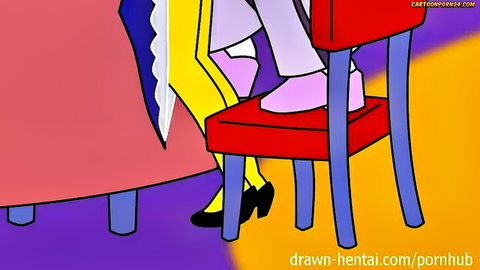 Slutty Marge Simpson and Lois Griffin cartoon upskirt tease