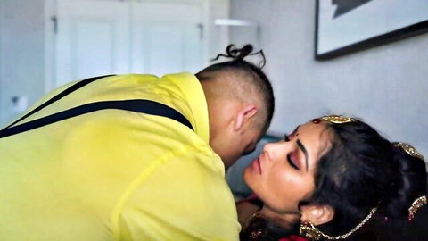 Maya Rati in pink saree kissed intimately on neck by lover