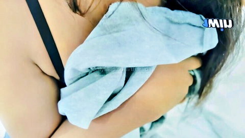 Sri Lankan sister-in-law with hefty boobs teasing in blue top
