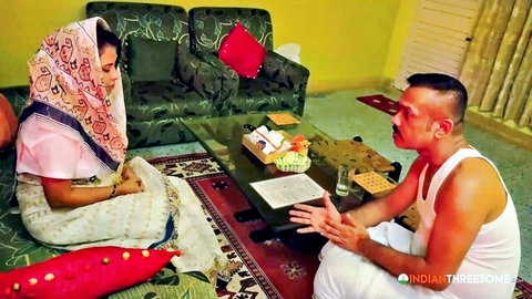 Indian couple in traditional attire, intimate conversation, real desi passion preview