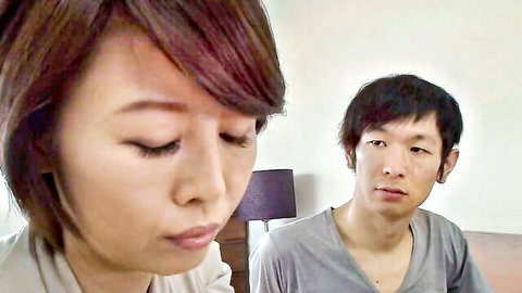 Japanese mom teaches shy young guy how to please women, intimate close-up