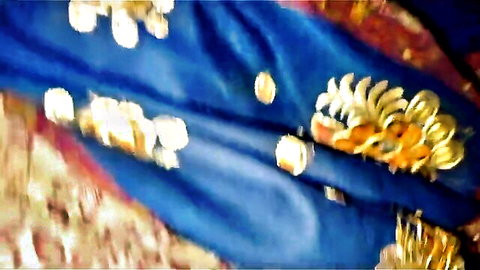 Blue embroidered Desi sari from bhabhi sugarcane field chudai video