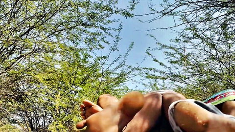Sexy Telugu aunty feet and legs outdoors in POV