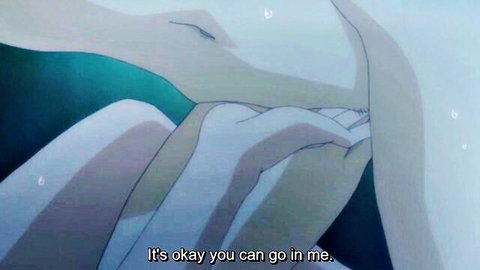 Petite hentai lesbian teens in intimate academy embrace, one inviting penetration