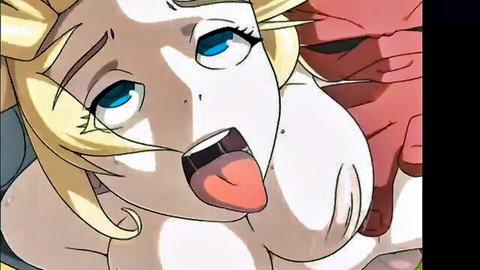 Blonde anime girl in ecstatic monster sex, tongue out, hentai style