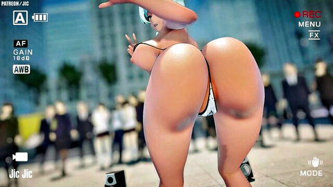 Weiss Schnee from RWBY in ghostly dance, tight white outfit highlighting big ass