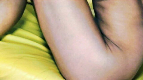 Magnificent blonde masturbates solo in living room