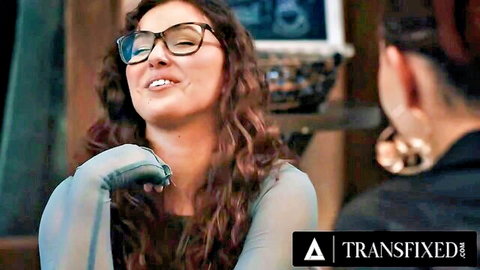 Emma Rose in sheer top and glasses flirts with Leana Lovings after hours