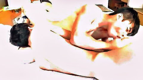 Two slim Asian men in intense gay missionary sex