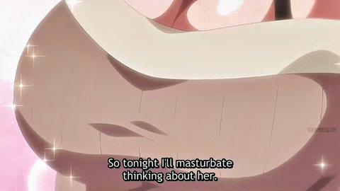 Hentai anime girl with massive breasts in solo masturbation fantasy, Tonari no Kanojo Ep.2