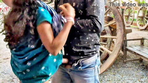 Prayamu11 in blue saree cosplay grabs bulging cock in amateur couple foreplay