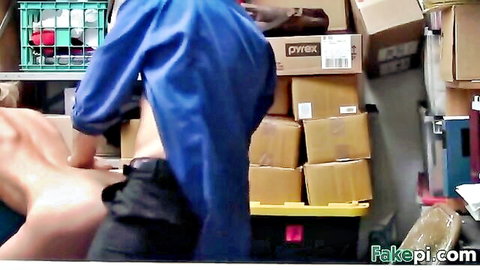 Blonde teen bent over and fucked hard by fake store manager