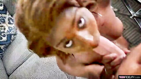 Tessa Thomas big tits ebony beauty giving POV blowjob