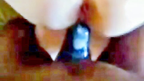 Close-up interracial anal penetration with kinky white babe and blue toy