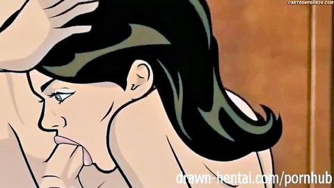 Lana Kane giving blowjob in Archer hentai parody animation