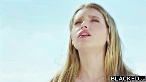 Freya Mayer blonde in ecstasy, beach tease - Blacked