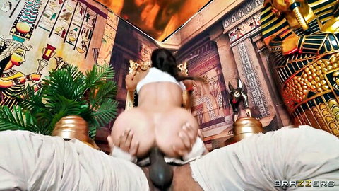 Big ass pale white babe pussy fucked doggy style by huge BBC in Egyptian temple