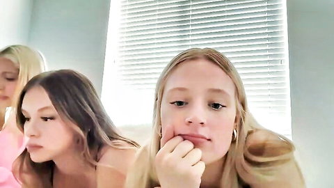 Emmynoelle blonde camgirl with friends topless posing seductively