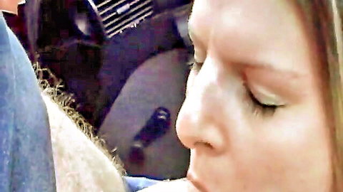 Blonde German amateur giving outdoor blowjob close-up
