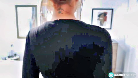 Mrs. Robinson mature MILF in black top, seductive back view
