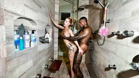 Little Dragon bent over for Jason Luv BBC in steamy shower sex