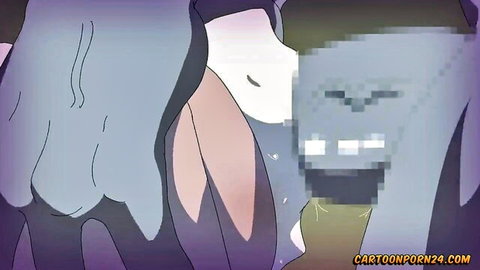 Sucy cartoon witch exposing ass in insane bitch hentai scene, purple outfits