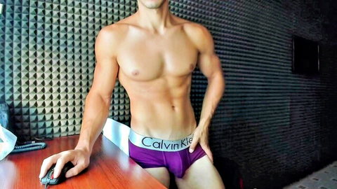 Vincent_o muscular shirtless hunk in purple Calvin Klein underwear